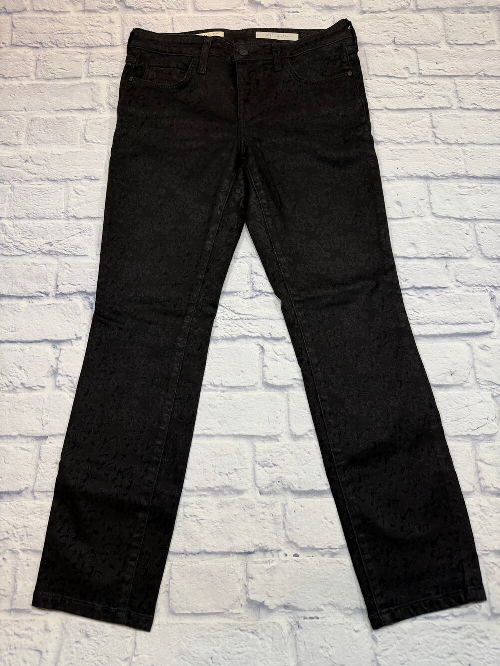 PILCRO Letterpress STET Tapered Black Scroll Print Jeans Sz 30 J51